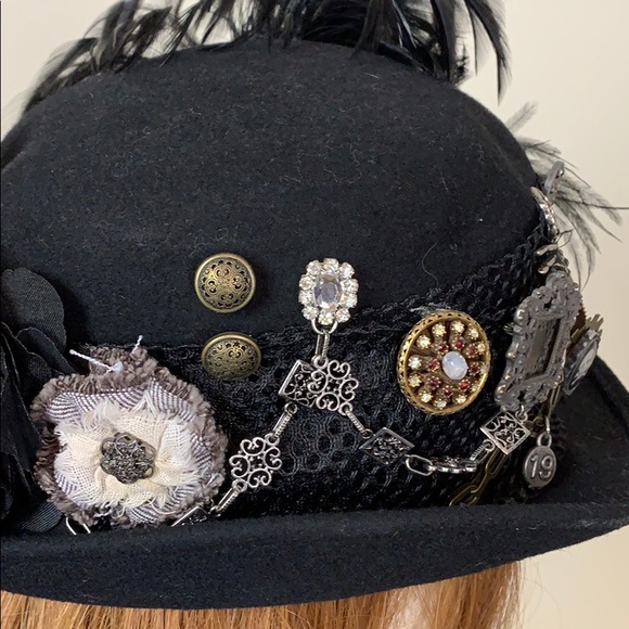 Unique steampunk designed wool Michael Howard hat - Picture 6 of 10